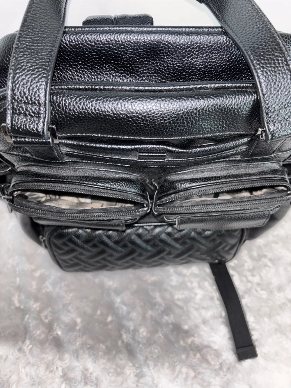 Lug Black Men's Quilted Faux-Leather Backpack Shoulder Bag